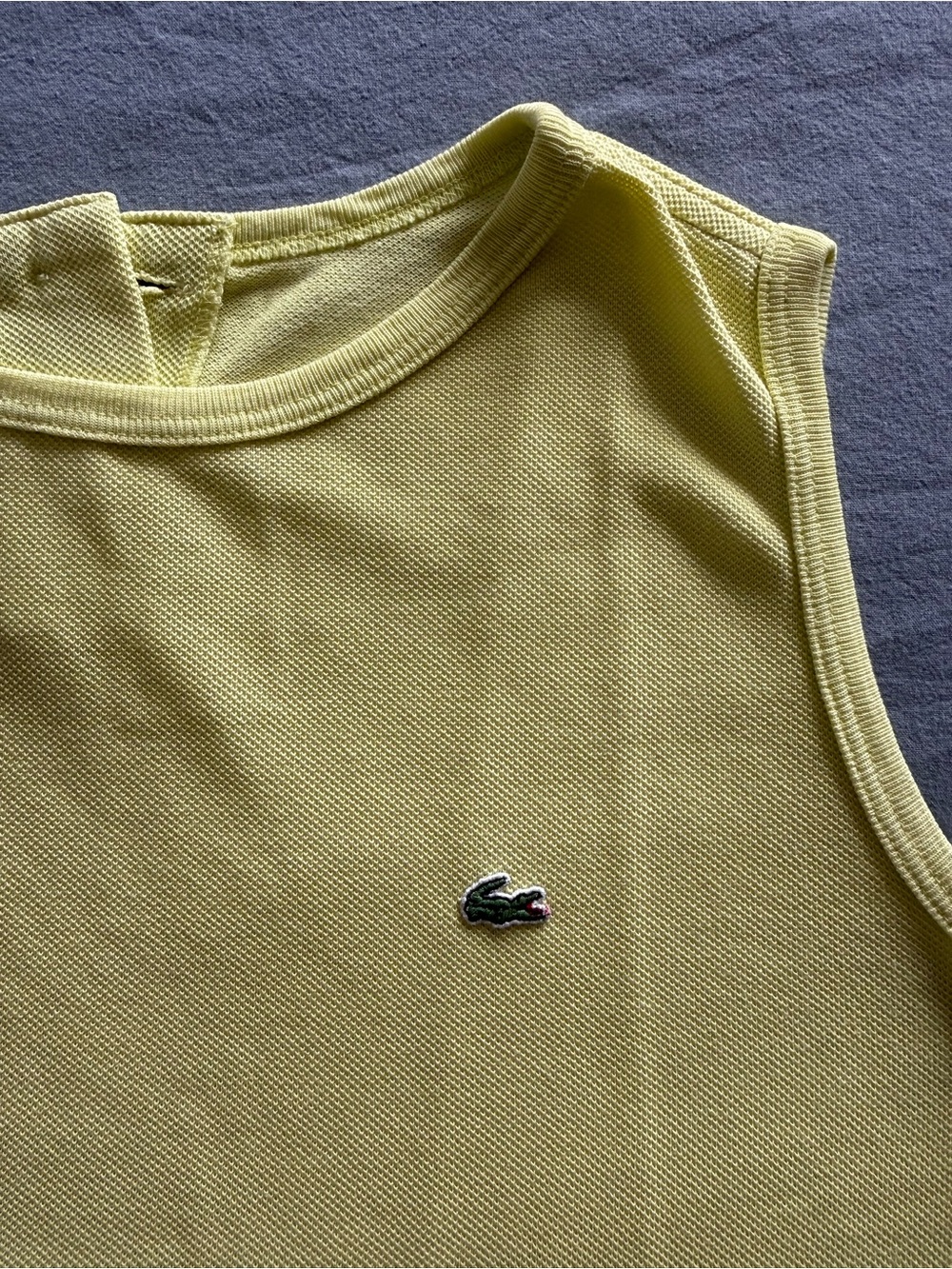 Vintage Lacoste Acid Green Cropped Tank Top Size 40 - small - Picture 2 of 6